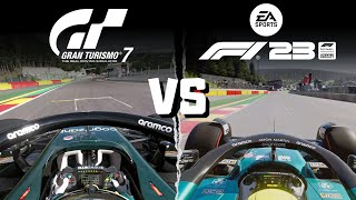 F1® 23 vs Gran Turismo 7  Graphics Gameplay amp Sound Comparison 4K 60fps PS5 HDR [upl. by Melodie]