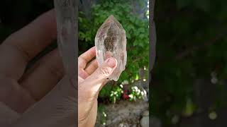 Siderite outside on clear quartz crystalrutilequartz quartz trendingshorts subscribe [upl. by Frasco]