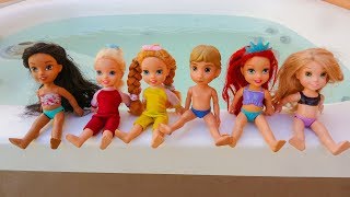 Elsa and Anna toddlers pool party and challenges [upl. by Salot]