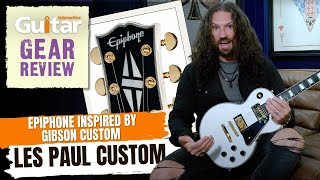 Epiphone Inspired by Gibson Custom Les Paul Custom  Review  Guitar Interactive [upl. by Goldenberg]