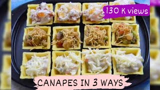 Canapes in 3 Ways  Quick and Easy Canapes recipe Veg Canapes  Canapes for Parties  Food Fiestaa [upl. by Giliana61]