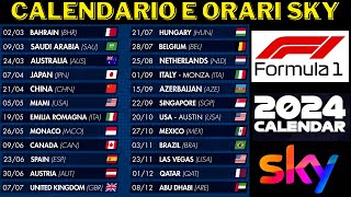 CALENDARIO UFFICIALE F1 2024 FORMULA 1 GARE E ORARI SKY  24 GRAN PREMI GP [upl. by Aikem]