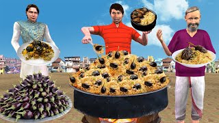 Brinjal Biryani Indian Food Hindi Kahaniya Hindi Moral Stories New Funny Comedy Video Famous Biryani [upl. by Schweitzer]