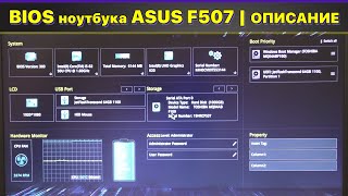 BIOS ноутбука ASUS F507UA Описание  расшифровка каждого пункта [upl. by Adnuahsor549]