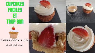 Cupcakes INCROYABLEMENT bon  gateau كب كيك الفراولة fraises nadiyahussain strawberry cupcakes [upl. by Othe323]