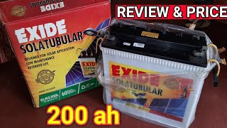 Exide 200ah 12v at c10 tubular solar battery and price 2021 [upl. by Nyrak499]