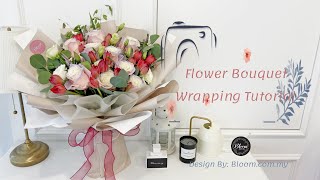 How to Wrap Big Flower Bouquet  Flower Bouquet Wrapping Ideas amp Techniques  大花束包装  花藝教學 [upl. by Nereids390]