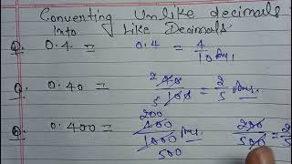 Converting unlike decimals into like decimals maths tricksmaths by satya pal sirmaths class 6 [upl. by Adler]