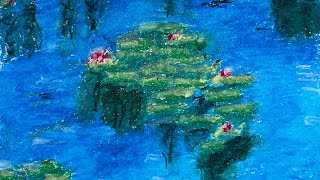 Claude Monet inspired water lilies oil pastels  no sound [upl. by Corel174]