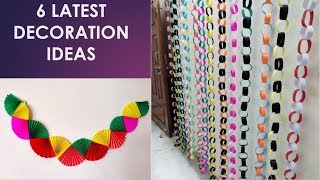 6 Cool and Colourful Decoration Ideas with Paper  Quick Wall decorations [upl. by Eniger921]