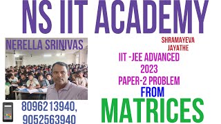 IITJEE ADVANCED 2023 PAPER 2 PROBLEM FROM MATRICES [upl. by Michaela]