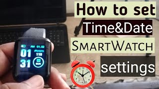 HOW TO SET THE TIME AND DATE ON SMART WATCH⏰  HOW TO CONNECT SMART WATCH WITH MOBILE [upl. by Nolek]