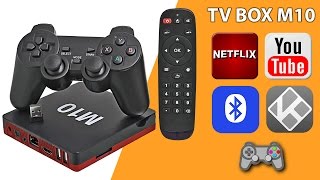 TV BOX M10 BLUETOOTH COM CONTROLE WIRELESS GAMES NETFLIX KODI YOUTUBE SMAR TV TV DE TUBO [upl. by Porty]