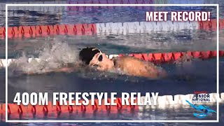 Mission Viejo Holds on to Get a Meet Record in Womens 400 Free Relay  2023 Speedo Junior Nationals [upl. by Ielarol]