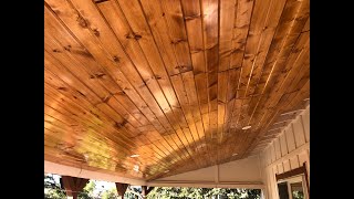 Tongue in groove pine patio ceiling project [upl. by Oderfla]