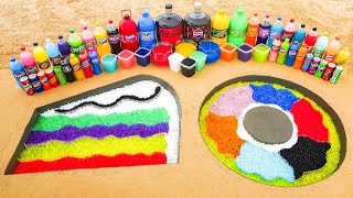 How to make Rainbow Cake with Orbeez Big Coca Cola Pepsi Fanta Mtn Dew Popular Sodas amp Mentos [upl. by Endora755]