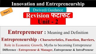 entrepreneur entrepreneurship function characteristics barrier innovation and entrepreneurship [upl. by Abate]