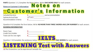 Notes on CUSTOMERs Information Listening Test  Actual Listening Test 2 with answers [upl. by Peyton237]