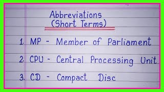 AbbreviationsShort TermsFull form and short forms in englishFull Form [upl. by Lougheed]