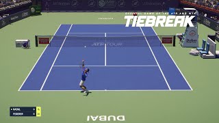 TIEBREAK  Rafael Nadal Vs Roger Federer I Dubai Arena I Expert Difficulty PS5 [upl. by Ahsenek555]