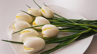 Appetizer quotWhite Tulipsquot  Gorgeous and Super Easy😍 Egg recipe ASMR [upl. by Leonard72]