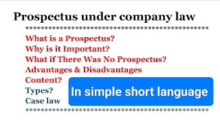 Prospectus company law  Prospectus and its types  Company law [upl. by Akenahc270]