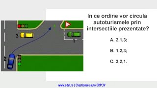 In ce ordine vor circula autoturismele prin intersectiile prezentate [upl. by Notyrb]