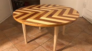 DIY Round Herringbone table [upl. by Yajnas333]