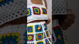 Cropped Milla crochet crochetdiy modacroche squaredecroche [upl. by Roye934]