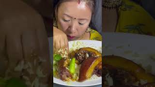 Eating Braised Pork Belly With Basmati Chamal  Farsi Ko MuntaBitter Gourdamp SaladRubi Rai Mukbang [upl. by Sirama95]