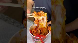 Making my noodles extra spicy so my family can’t have any… ￼shorts viral mukbang [upl. by Oilla]