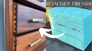 Amazing RESTORATION  MAKEOVER of a Curbside Dresser Mid century modern style with brass inlay [upl. by Neeven]