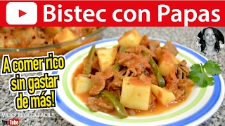 CÓMO HACER BISTEC CON PAPAS  Vicky Receta Facil [upl. by Ahon]