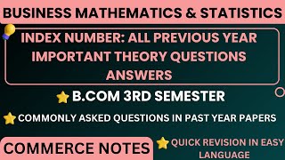 Index Number All Previous Year Important Theory Questions Answers  BCOM 3RD SEM  BMS [upl. by Jill]