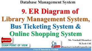 DBMS 9 ER Diagram of Library Management System  Bus Ticketing System  Online Shopping System [upl. by Kyriako]