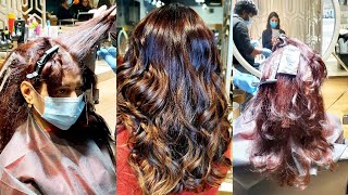 shorts Hair color experience first time  Global with streaks  Mocha brown hair color streaks [upl. by Reyaht]