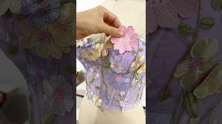 Making a corset floral appliqué midi lavender dress sewing fashion prom wedding hautecouture [upl. by Brookner726]