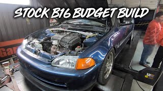 Stock B16 Budget Turbo EG Sedan Build Hits The Dyno [upl. by Acessej678]