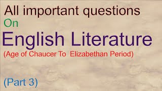 English Literature 3 Important Questions and Answers on English Literature [upl. by Epner271]