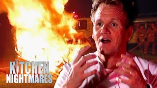 Gordon Sets Fire to the Restaurant  Kitchen Nightmares [upl. by Atinod]