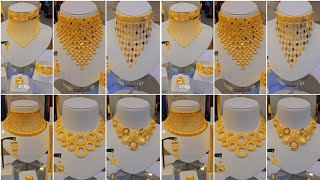 50 Gold Bridal Necklace set designs 2024 Luxury Bridal Gold Necklace set designs with weight [upl. by Ylek]