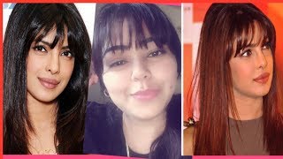 Priyanka Chopra inspired Haircut  Side Swept Bangs Flicks  Haircut DIYHOW TO CUT BANGS AT HOME [upl. by Idzik]