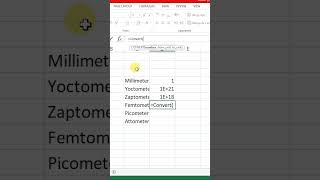 Convert Millimeter into Femtometer in Microsoft Excel msexcel excel shorts [upl. by Bruner]