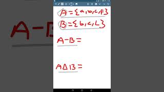 Difference and Symmetric difference of a setA—B and A∆B maths sets mathematics [upl. by Etteroma]