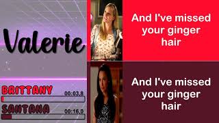 Glee  Valerie  Line Distribution  Lyrics [upl. by Annaed]