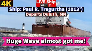 ⚓️Huge Wave almost got me Ship Paul R Tregurtha departs Duluth MN [upl. by Ferne]