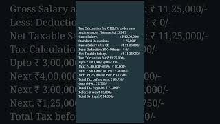 Tax calculation under New Tax Regime 🤑 incometax tax taxplanning incometaxreturn shorts viral [upl. by Gradey]