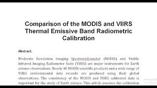 Comparison of the MODIS and VIIRS Thermal Emissive Band Radiometric Calibration [upl. by Ydnir803]