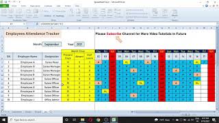 Automatic Employee Attendance Tracker in Excel Effectively Track your Employees Attendance Record [upl. by Vadim]