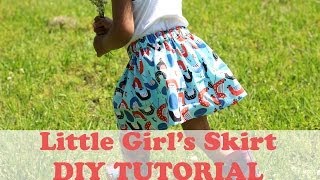 How to Make a Simple Girls Skirt Beginner Sewing [upl. by Amlez]